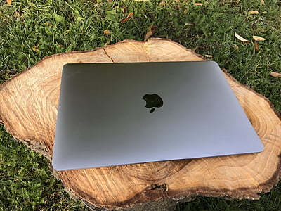 macbook, space gray, wood, laptop, apple, computers, electronic equipment