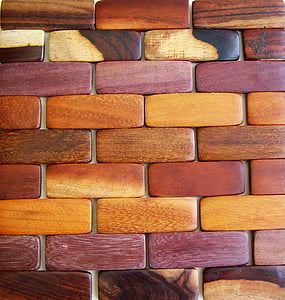 pared, ladrillos, ladrillos de madera, elementos de madera, obras