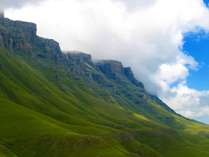 Lesotho, montagne, scenico, verde, Sud Africa, natura, montagna