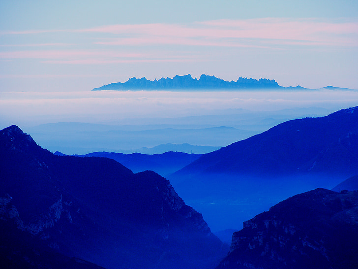 Montserrat, montagnes, nuages, Sky