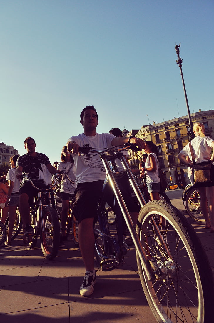 summer, bike, people, street, bicycle, youth