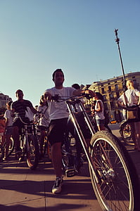 zomer, fiets, mensen, Straat, fiets, jeugd