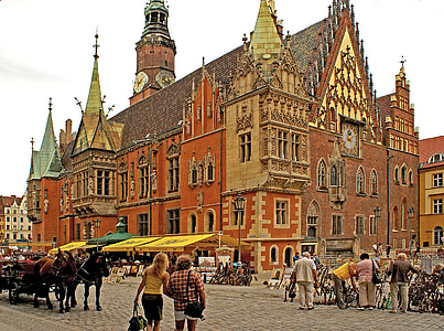 Poljska, Spodnja Šlezija, mesto, občinski, na trgu, mestna hiša, središče