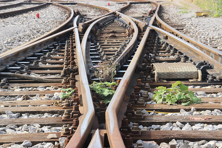 zachte, bijhouden, besluit, spoorweg track, Junction, trein rails