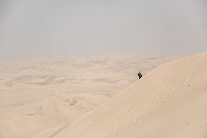Wüste, Sand, Mann, Menschen, allein, Schwarz, Braun