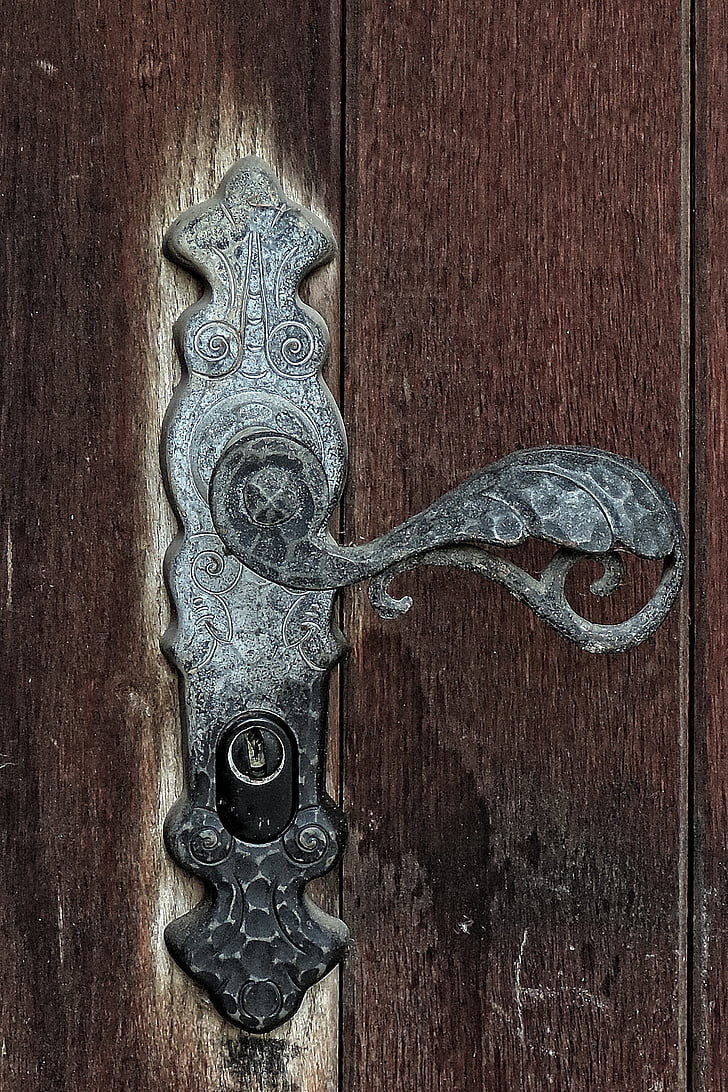 πόρτα, ξύλινη πόρτα, λαβή πόρτας, κλειδαριά πόρτας, είσοδο σπιτιού, παλιά, παλιά πόρτα