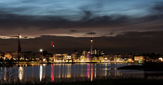 Feniksas ežeras, Miestas, namai, Dortmundas, naktį
