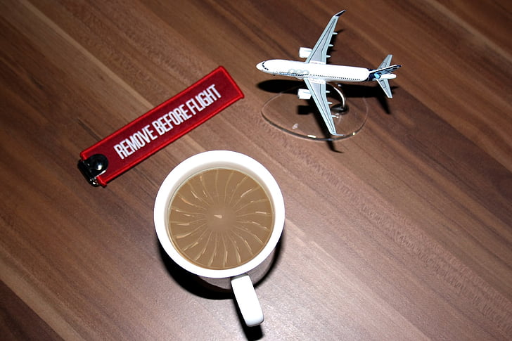 avion, café, modèle, modèle réduit d’avion, mousse de café, modèle 3D, tasses à café