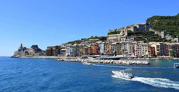 evleri, Renkler, Deniz, Porto venere, Liguria, İtalya, su