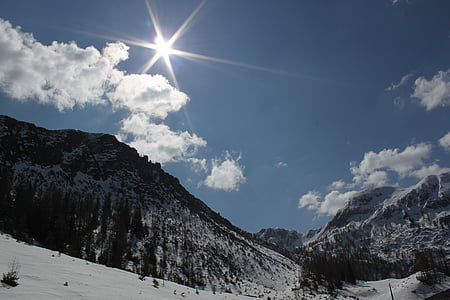 montañas, Alpine, paisaje de montaña, nieve, Austria, altas montañas, naturaleza
