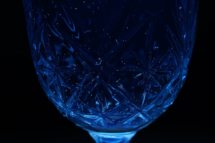 Glas, Wasser, Blau, trinken, Licht, Lichtspiel, klar