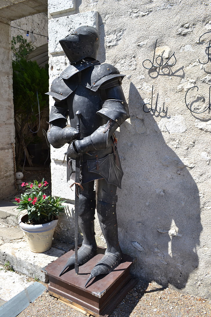 Knight, ritari haarniska, vartija, Blois, miekka, kypärä, plastron