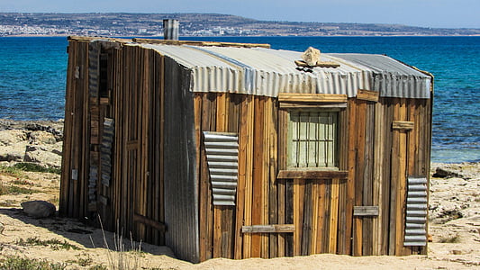 campamento, cabina de, Cabaña, mar, Costa, Chipre, Liopetri