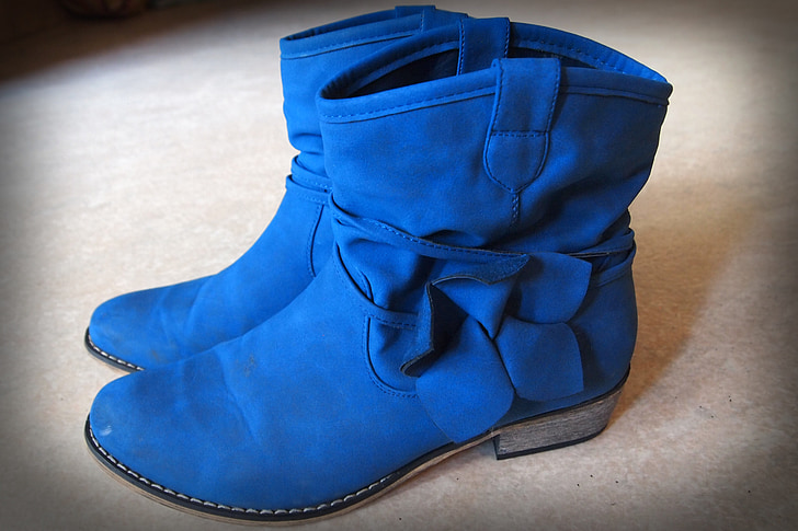 boty, Přečtěte si, obuv, Zimní, modrá, luk, pata