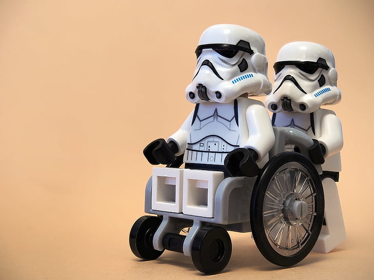 cadeira de rodas, Stormtrooper, Lego, cuidados de saúde, baixa, assistência, Ajuda