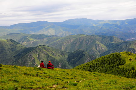 monge, montanha, Formosa do Sul, paisagem, pessoas, sentou-se
