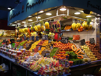 水果摊, 市场, 市场摊位, 食品, 营养, 吃