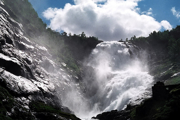 Noruega, Flam, Cachoeira, paisagem, natureza selvagem, cenário, natural