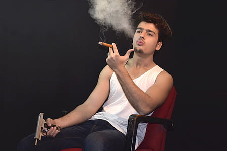 indoor, smoke, smoking, model, black, portrait, young