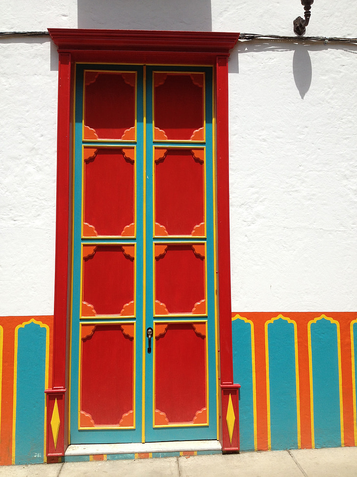 πόρτα, άτομα, γραφικό, αποικιακή, Antioquia