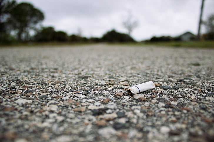 cigarette, stub, dog-end, rubbish, trash, waste, ground