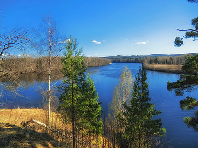 Швеция, пейзаж, живописна, река, Размисли, природата, извън