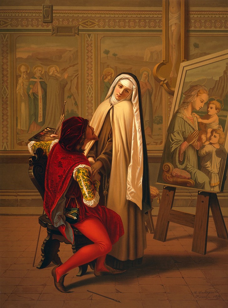 emulsión, obra de arte, pintura, monja, amor o deber, 1873, Gabriele castagnola