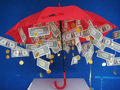 prezent, deszcz pieniędzy, deszcz Dolar, parasol, pomysłów na prezent, monety, wydawać się