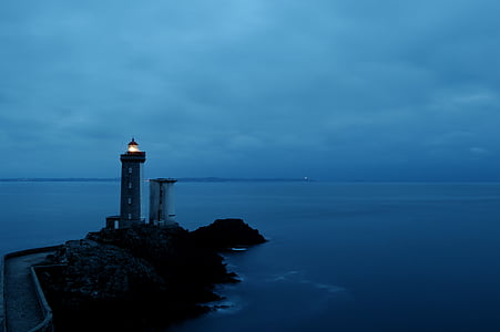 Lighthouse, Phare du petit minou, Bay brest, Sea, Ocean, valgus, navigeerimine