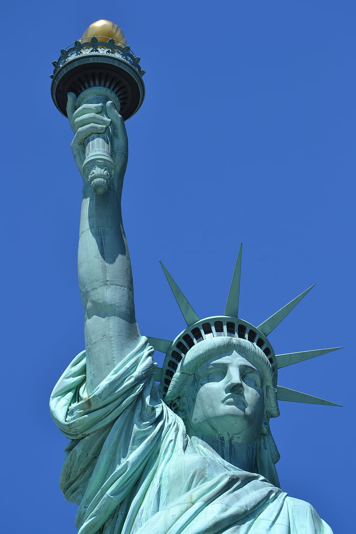 Frihetsgudinnen, Manhattan, Liberty, statuen, New york Citys skyline, historiske, monument