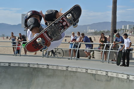 Pantai Venice, skater, skateboard, skateboarding, Skatepark, Aksi, pemuda