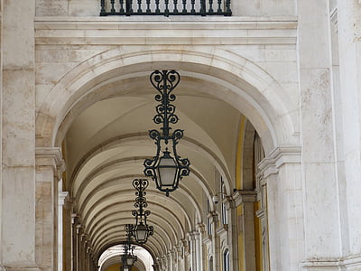Lisboa, cidade velha, Portugal, arquitetura, arcada, Arcades, arcos