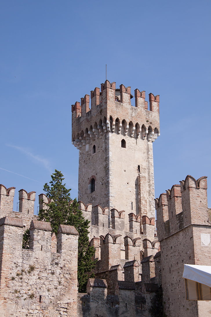 Schloss, Turm, Wand, Zinnen, Festung