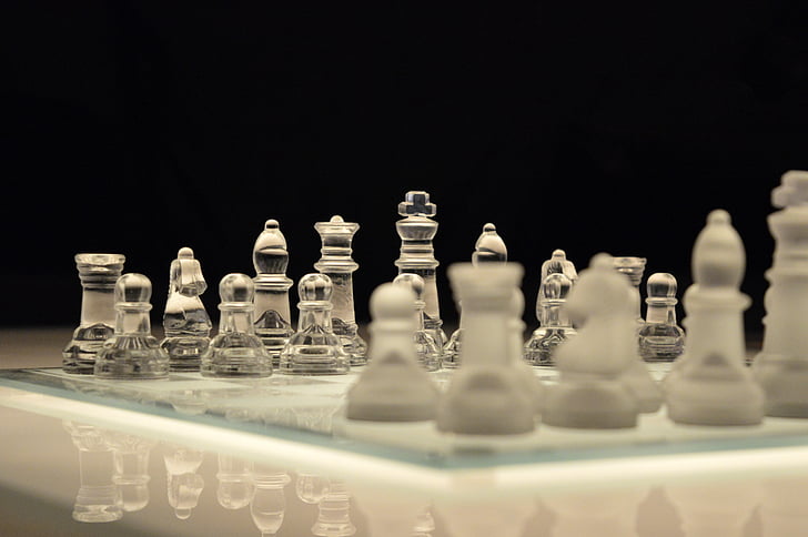 шах, играта, шахматна дъска, стъкло, съвет, планиране, победата