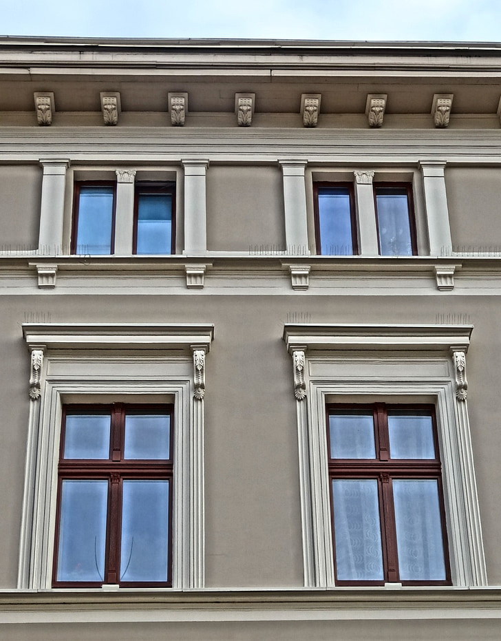 Bydgoszcz, Windows, façade, bâtiment, architecture, extérieur, Pologne