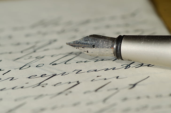 автоматична писалка, писмо, ръкописен текст, семейство писма, дадени, перо, мастило