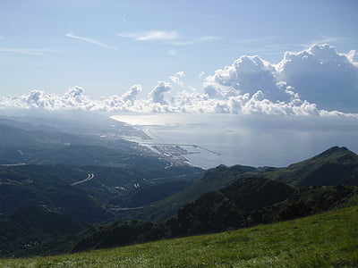 rejseplaner, Genova, udsigt fra toppen, havet, Porto, Oversigt, Costa
