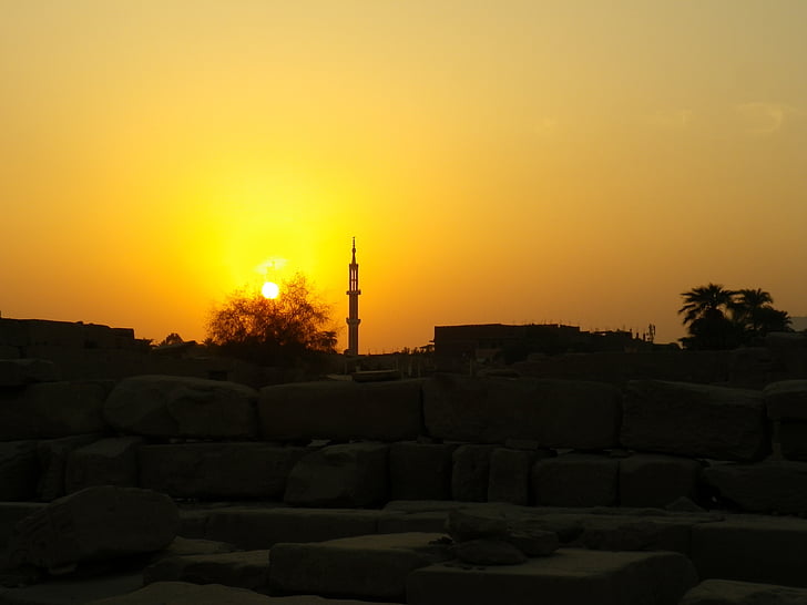 sunset, egypt, ruins