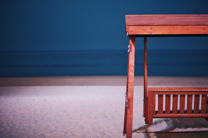 gỗ, swing, băng ghế dự bị, chỗ ngồi, thư giãn, Bãi biển, trắng
