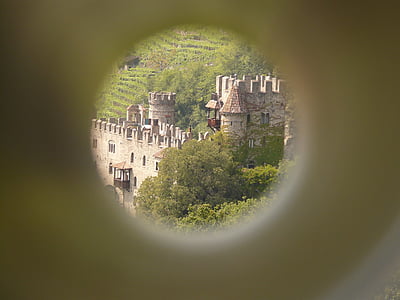 замък, сграда, стена, камък, Рицарски замък, изглед, телескоп