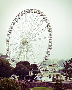 vit, Ferris, hjulet, nöjesparken, Park, pariserhjul, England