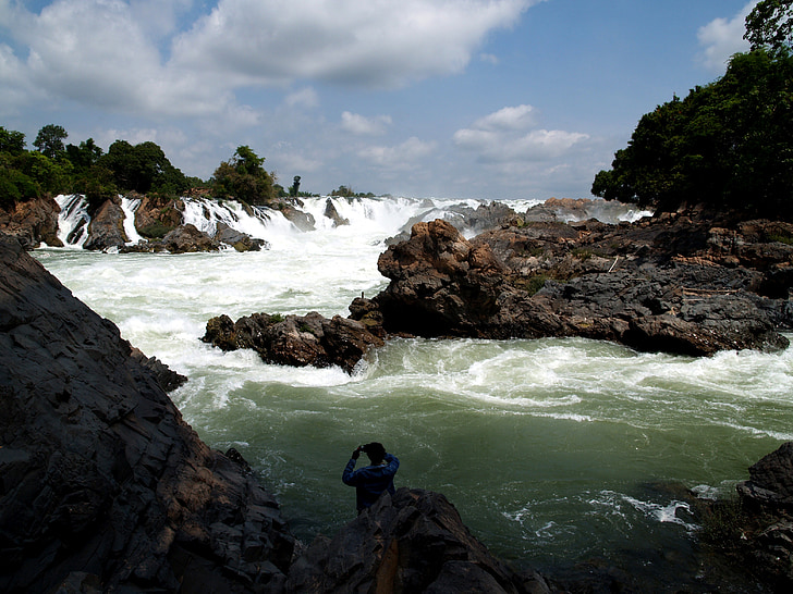 fyra tusen öar, Laos, vattenfall, djungel, landskap, floden, vacker natur