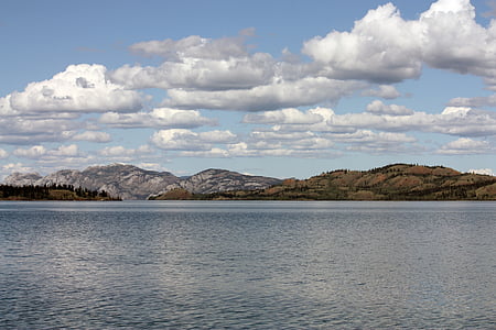 호수 laberge, 유콘, 화이트 호스, 호수, 캐나다, 자연, 산