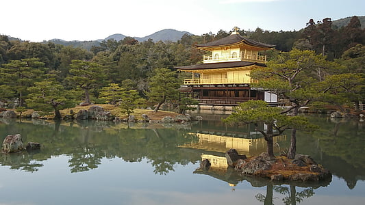 golden pavilion, japan, kyoto, temple, golden, asian, culture