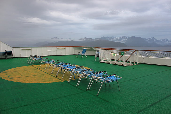sun loungers, deck, ship deck, cruise, blue, deck chair, sea