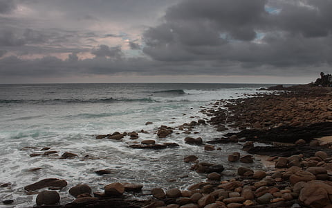 Foto, Playa, nublado, día, tormenta, Océano, mar