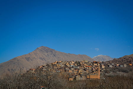 ορεινό χωριό, Μαρόκο, ουρανός, χωριό