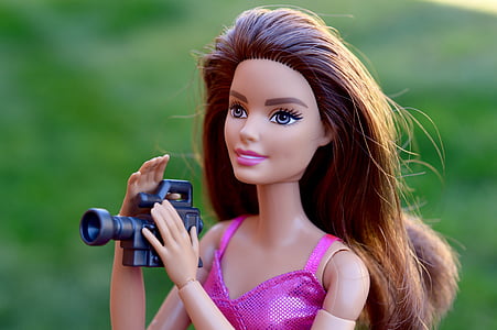 Barbie, fotograf, fotografering, kameran, lins, Foto, digitala