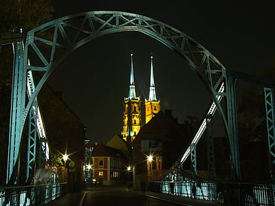 Ostrów tumski, Wrocław, pont, ville, architecture, monument, Pologne
