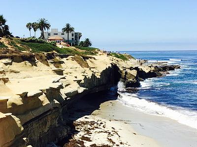 Ла Джола Коув, красив плаж, Калифорния, Тихия океан, брегова линия, океан, вода